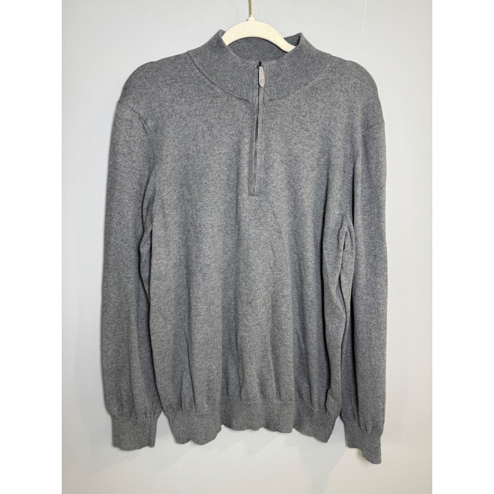 Vineyard Vines‎ Mens Gray Cotton Cashmere Quarter Zip Pullover Sweater Italy L